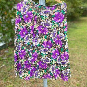 Vintage Floral Silk Skirt